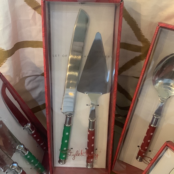 lot of style happy Christmas Cambridge salad server cake server cheese knives - Picture 4 of 8